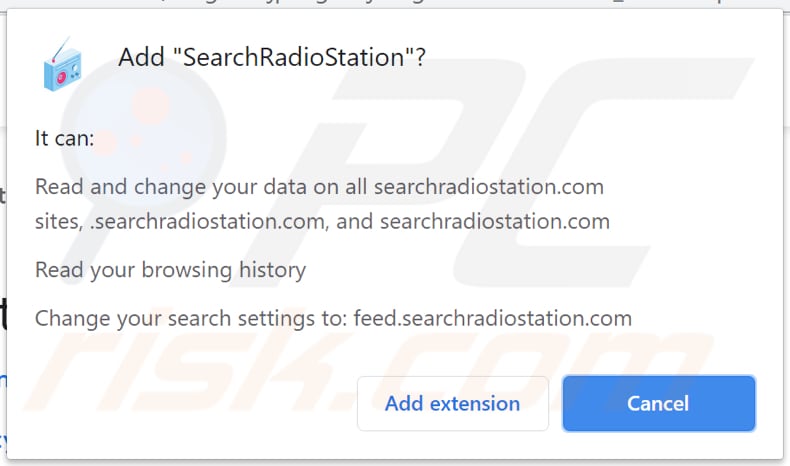 searchradiostation browser hijacker notification