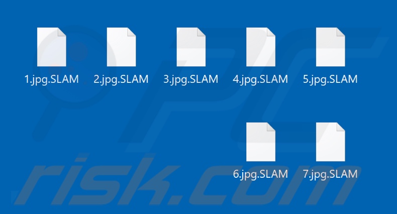 Files encrypted by SLAM ransomware (.SLAM extension)