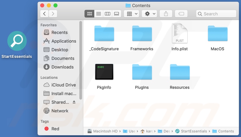 StartEssentials adware install folder