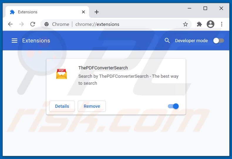 Removing thepdfconvertersearch.com related Google Chrome extensions