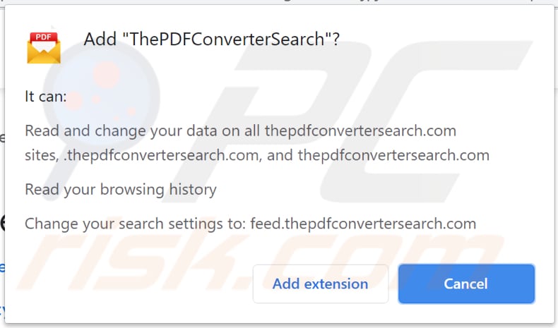 thepdfconvertersearch browser hijacker notification