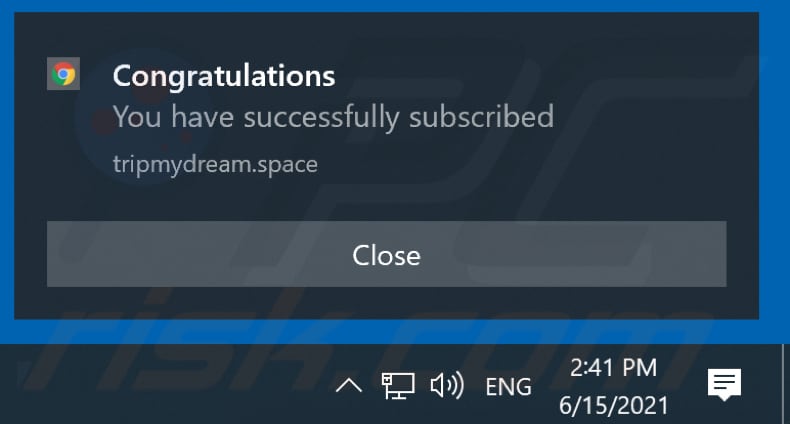 tripmydream.space ads notification