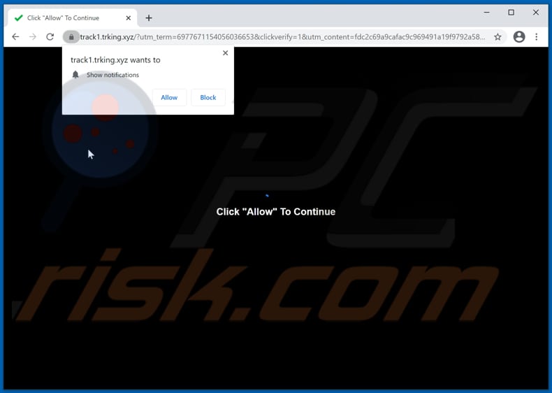 trking[.]xyz pop-up redirects