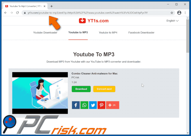 yt1s[.]com website alternative appearance (GIF)