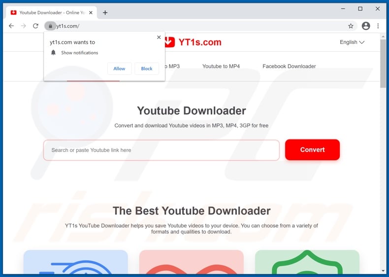 yt1s[.]com pop-up redirects