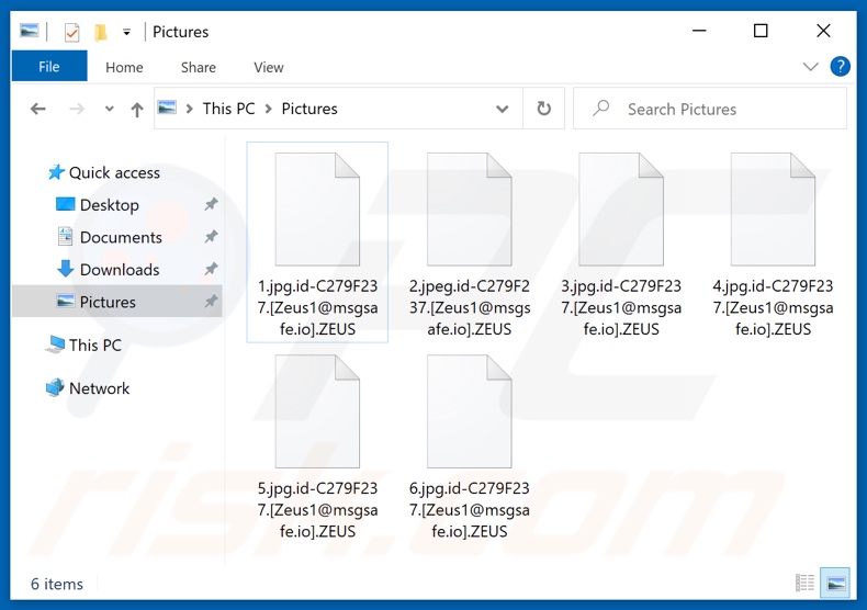 Files encrypted by ZEUS ransomware (.ZEUS extension)