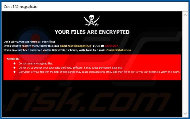 ZEUS decrypt instructions (pop-up)