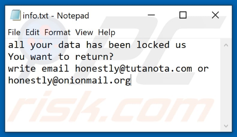 ZIG ransomware text file (info.txt)