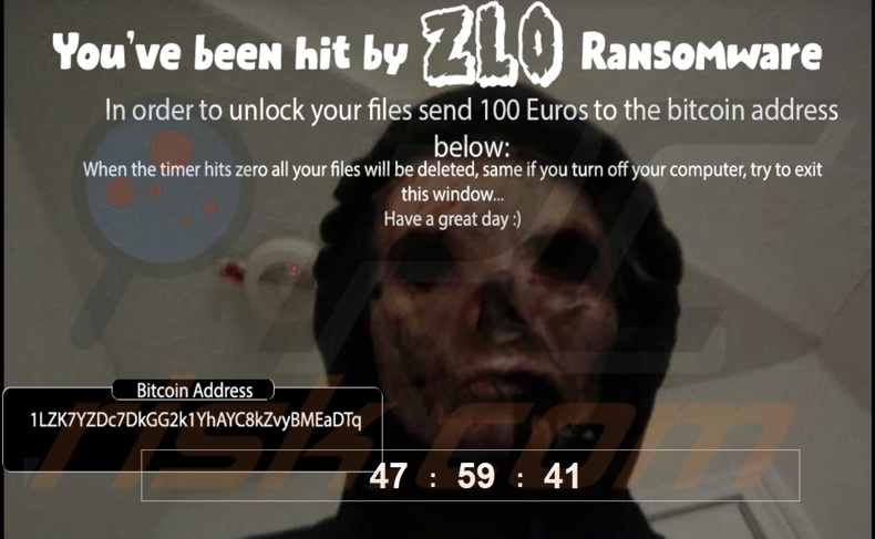 ZLO ransomware displayed screen-locking message
