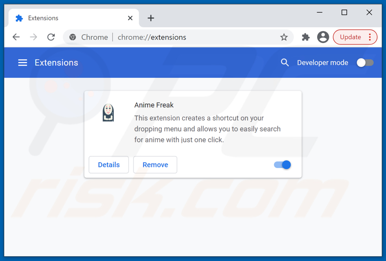 Removing Anime Freak ads from Google Chrome step 2