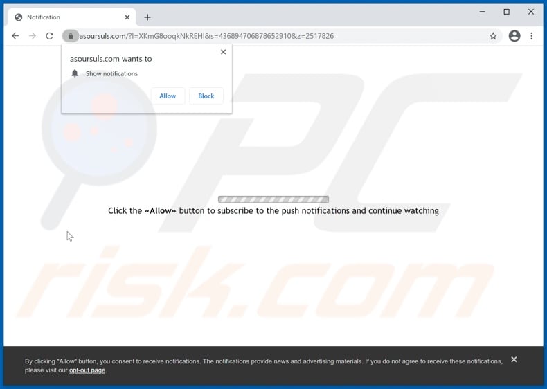 asoursuls[.]com pop-up redirects