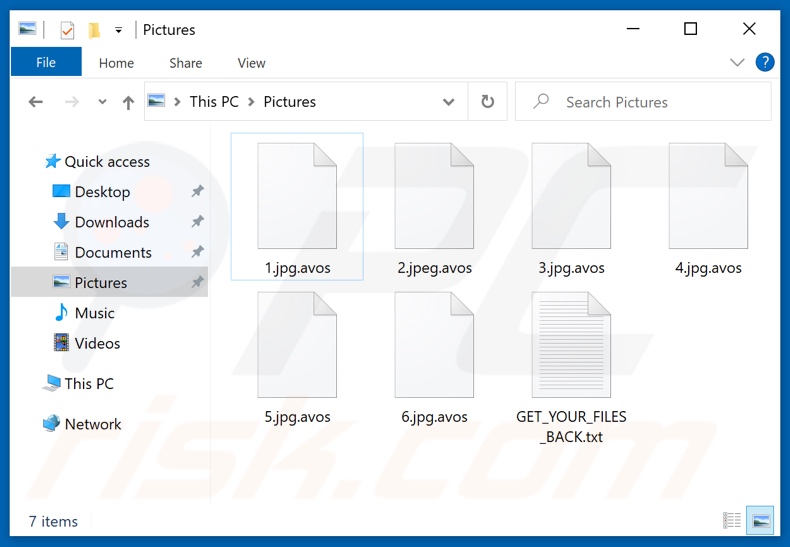 Files encrypted by AvosLocker ransomware (.avos extension)