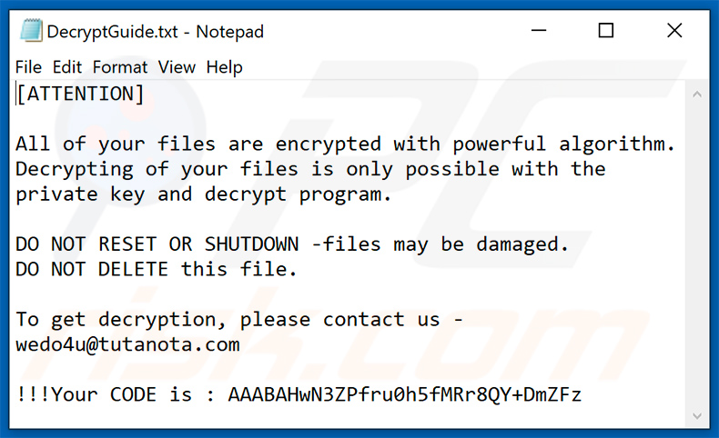 Updated ransom note of Beaf ransomware