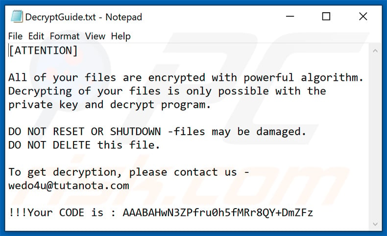 Updated ransom note of Beaf ransomware