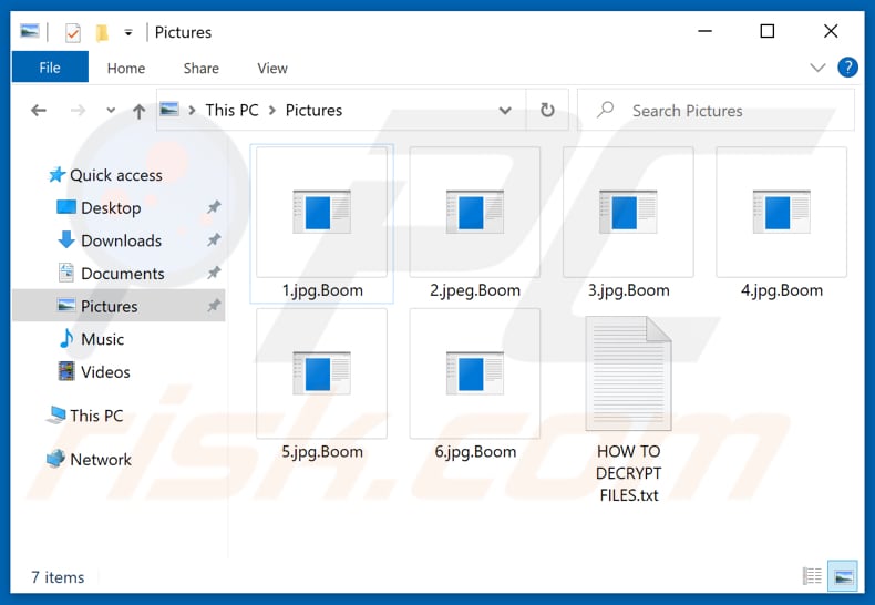 Files encrypted by Boom ransomware (.Boom extension)