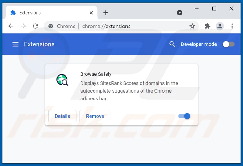 Removing browsesafelysearch.com related Google Chrome extensions