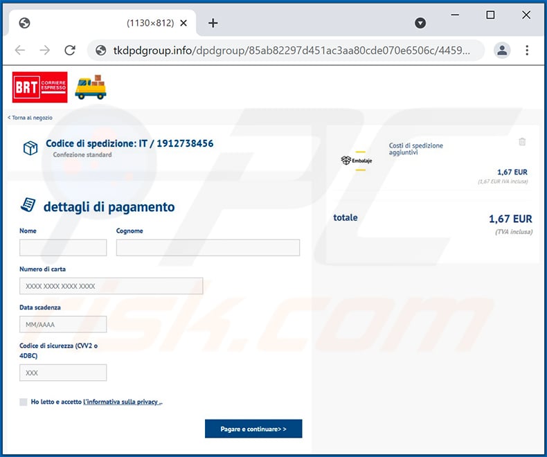 BRT-themed phishing site promoted via spam email (2021-07-15)
