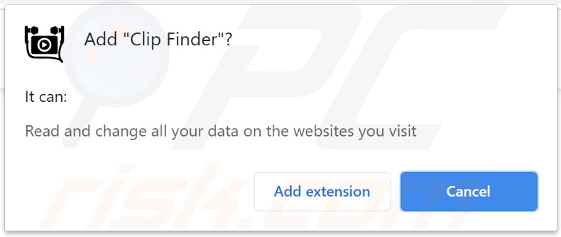 Clip Finder adware asking for permissions (Chrome)