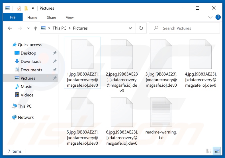 Files encrypted by Dev0 ransomware (.dev0 extension)