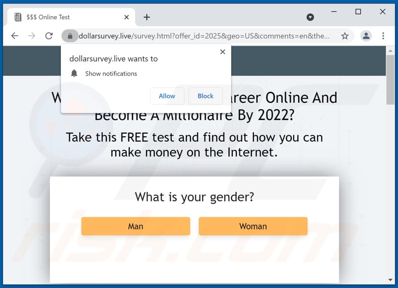dollarsurvey[.]live pop-up redirects