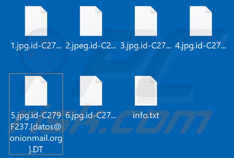Files encrypted by DT ransomware (.DT extension)