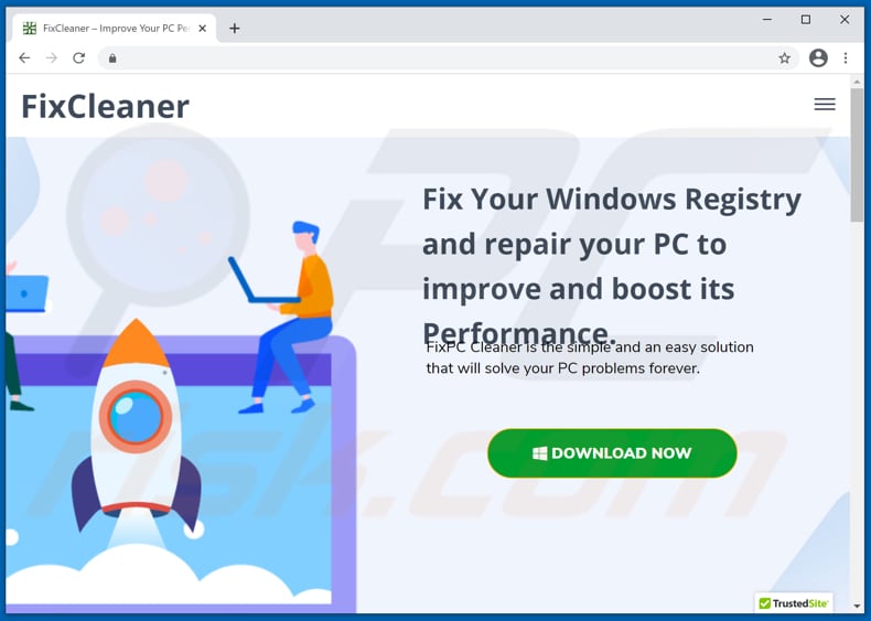 Website used to promote Fix PC PUA