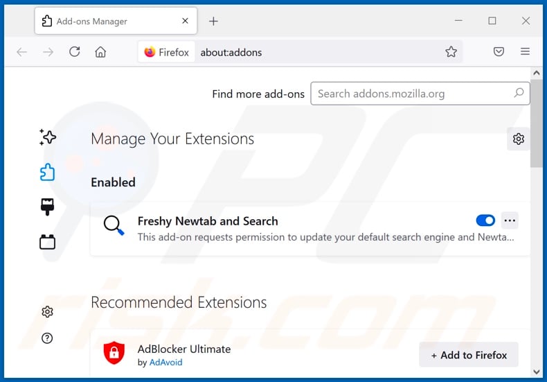 Removing freshysearch.com related Mozilla Firefox extensions