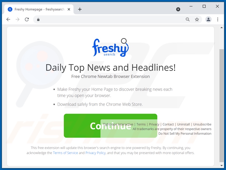 Website used to promote Freshy browser hijacker