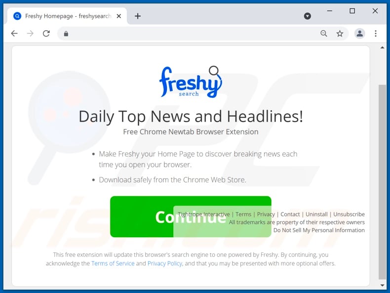 Website used to promote Freshy browser hijacker