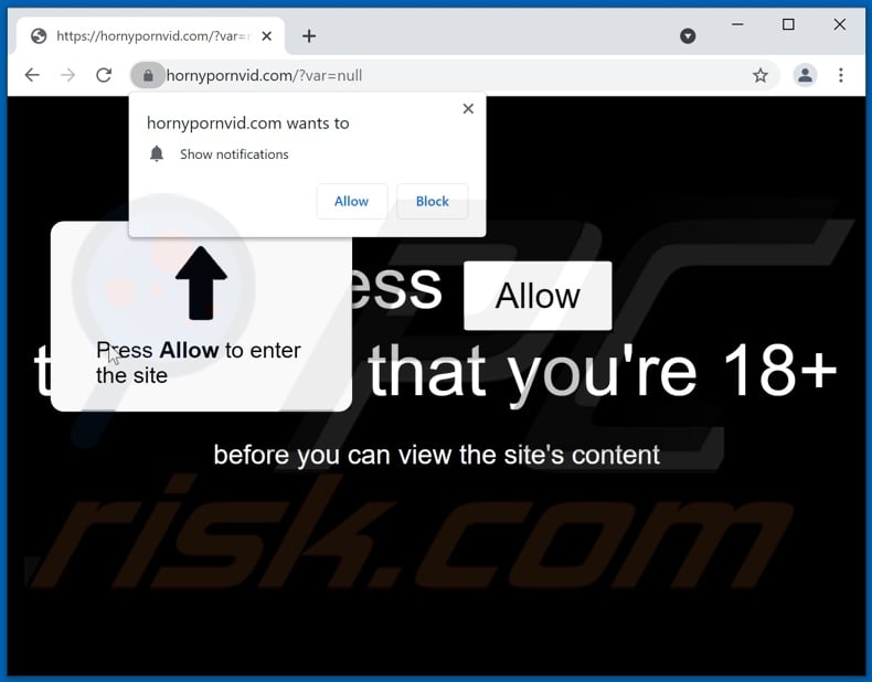 hornypornvid[.]com pop-up redirects