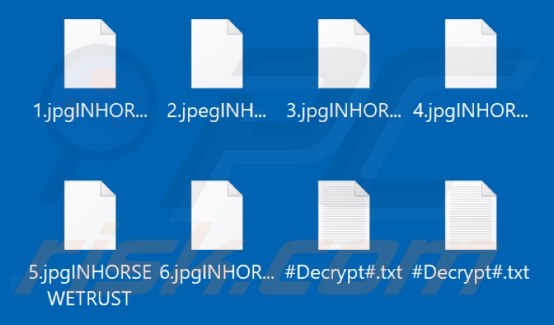 Files encrypted by INHORSEWETRUST ransomware (INHORSEWETRUST extension)