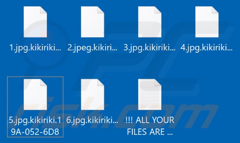 Files encrypted by Kikiriki ransomware (.kikiriki.[victim's_ID] extension)