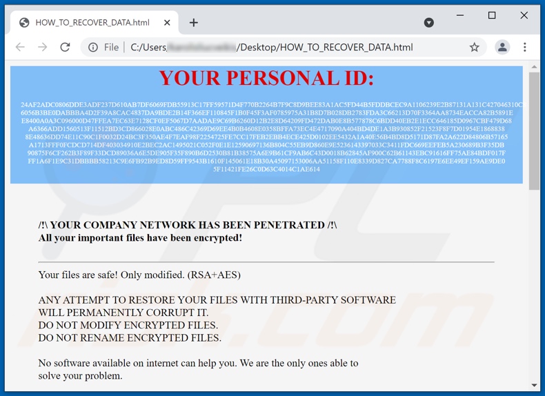L16 ransomware ransom note (HOW_TO_RECOVER_DATA.html)