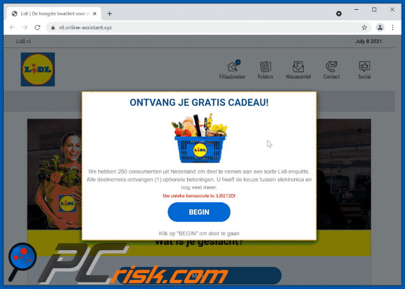 Phishing website promoted via Dutch variant of Lidl email scam