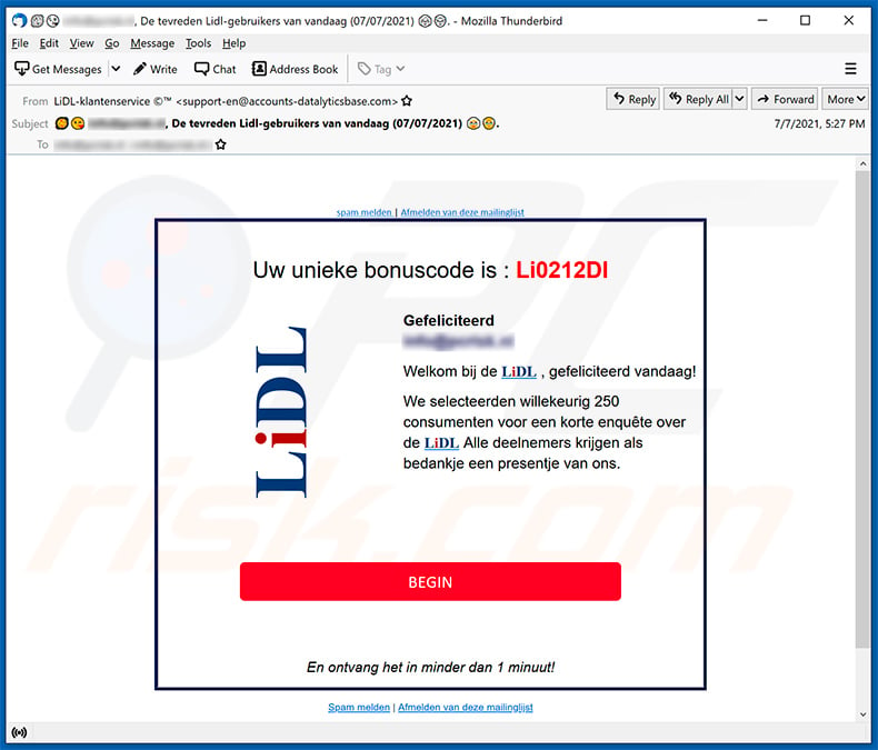 Dutch variant of Lidl email scam