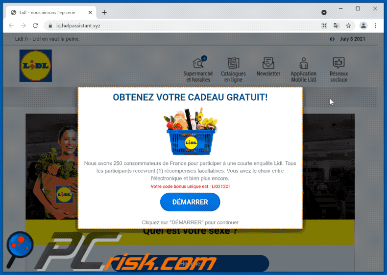 Phishing website promoted via French variant of Lidl email scam