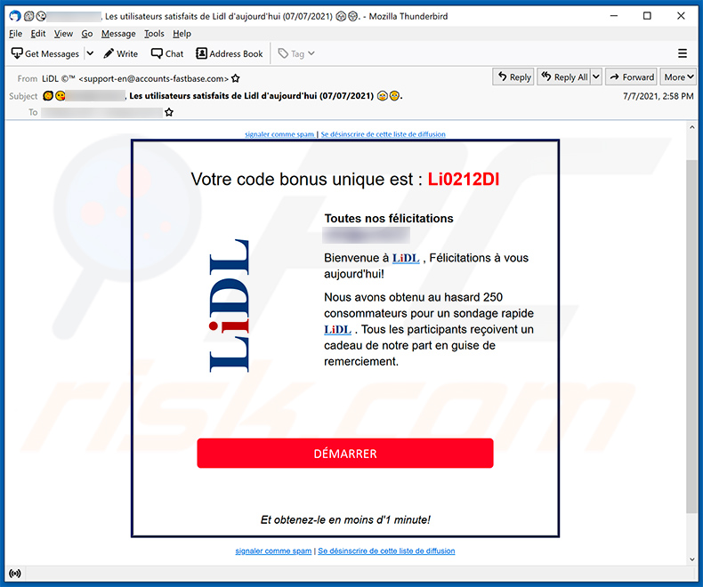French variant of Lidl email scam