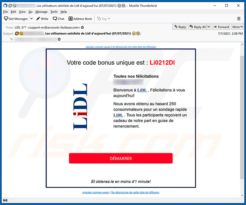 French variant of Lidl email scam