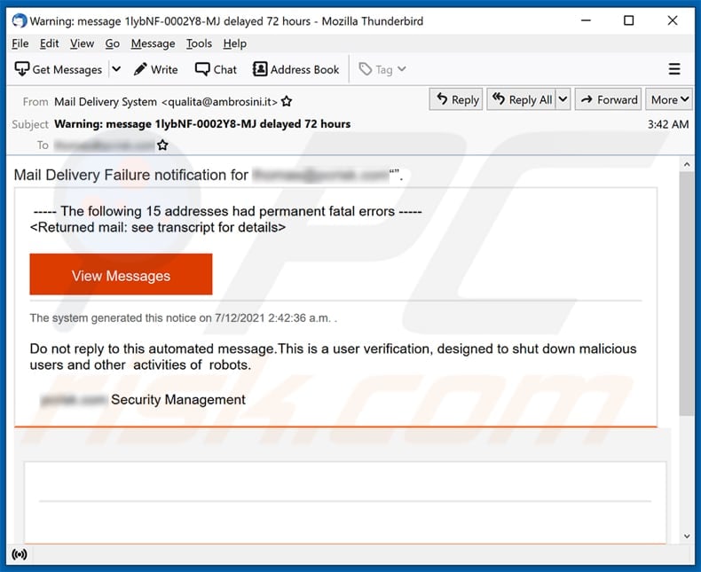 How to stop postmaster@outlook email messages?