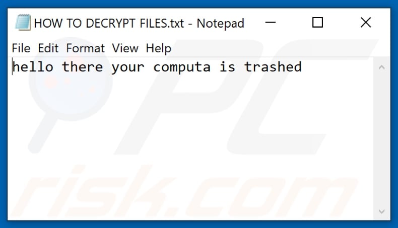 Matafaka ransomware text file (HOW TO DECRYPT FILES.txt)