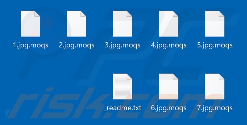 Files encrypted by Moqs ransomware (.moqs extension)
