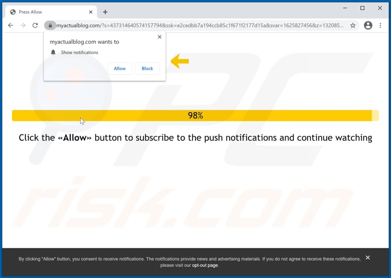 myactualblog[.]com pop-up redirects