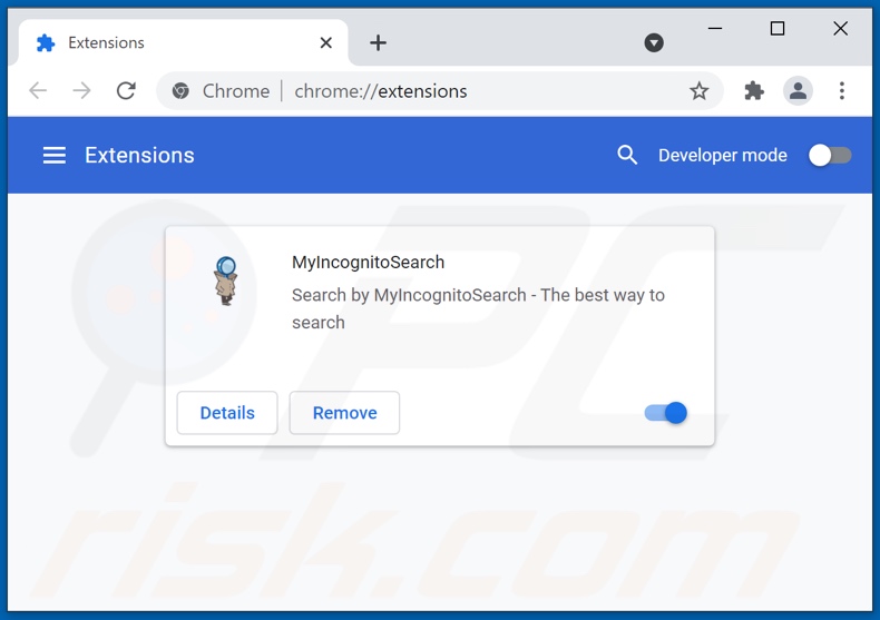 Removing myincognitosearch.com related Google Chrome extensions