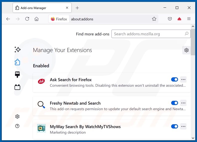 Removing myincognitosearch.com related Mozilla Firefox extensions