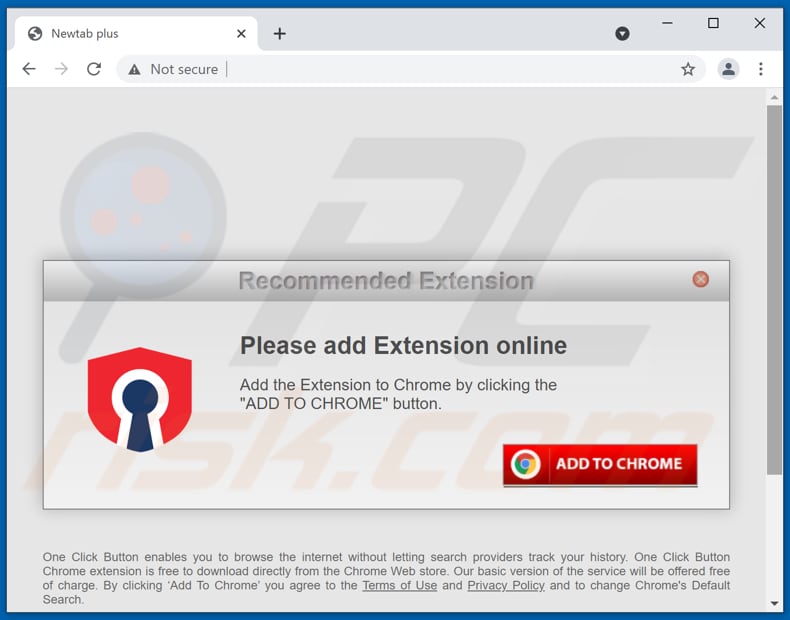 Website used to promote Newtab plus browser hijacker