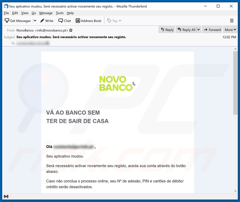 Novo Banco email spam campaign