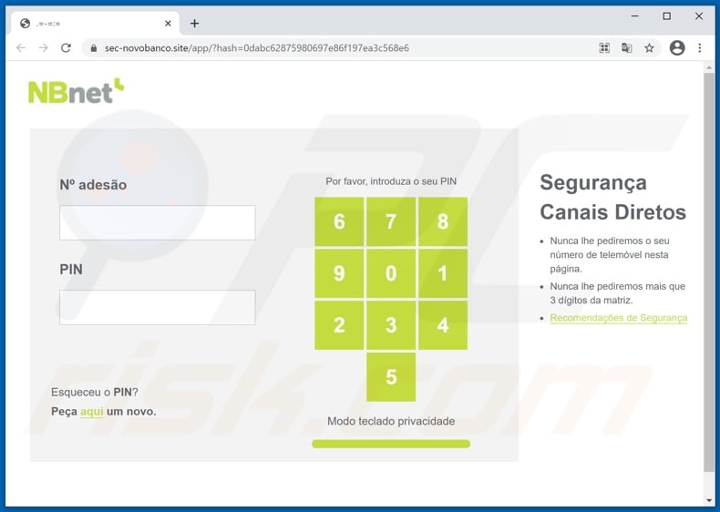 Novo Banco spam campaign promoted phishing website