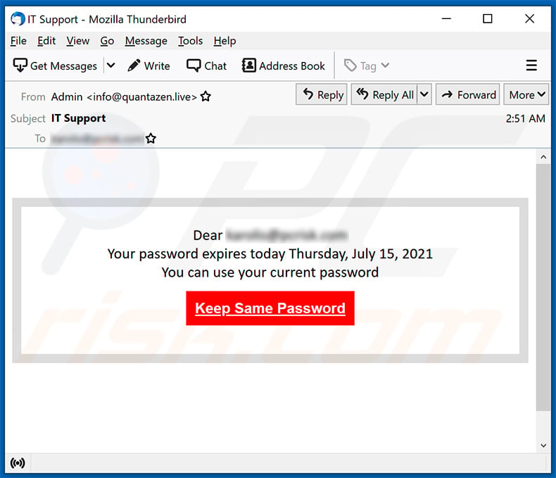 Security Change Spam: Your Hotmail Account Services Has Expired