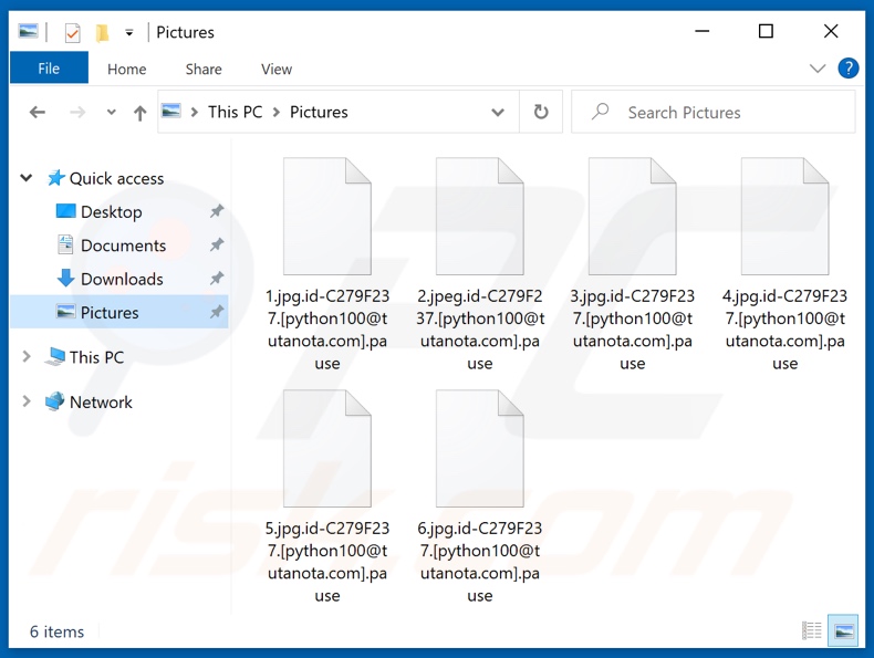 Files encrypted by Pause ransomware (.pause extension)