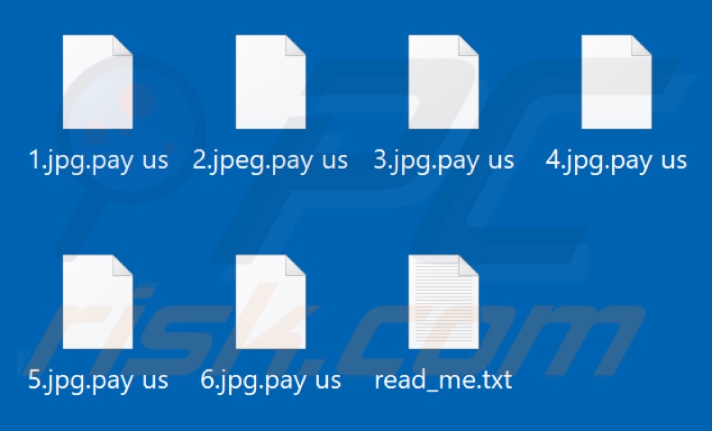 Files encrypted by Pay Us ransomware (.pay us extension)